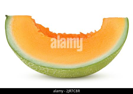 Cantaloupe Melone isoliert auf weißem Hintergrund, Clipping Pfad, volle Schärfentiefe Stockfoto