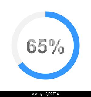 Rund 65 Prozent gefüllte Ladebar. Fortschritt, Prozess, Akkuladung, Warten, Übertragung, Symbol zum Puffern oder Herunterladen. Infografik-Element für Website oder mobile App. Vektorgrafik flach Stock Vektor