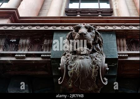 Der Löwenkopf des Hauses der Wissenschaftler, der Palast des Grafen Tolstoi Gebäude, Odessa Ukraine Stockfoto