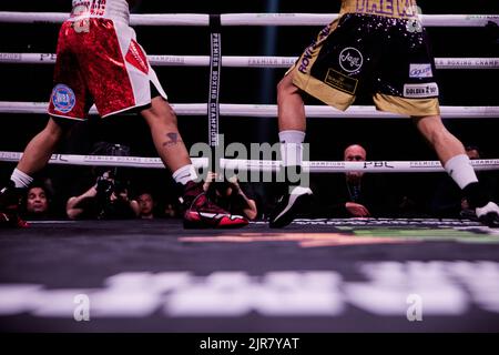 Der Profi-Boxer 2016 bei den Olympischen Sommerspielen besiegt Hector Garcia den WBA Super Featherweight-Weltmeister Roger Gutierrez im Profi-Boxkampf Stockfoto