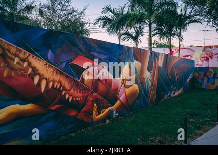 Das Wynwood Wände Miami künstlerische kreative Graffiti Stockfoto