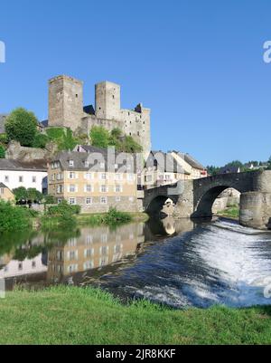 Mittelalterliches Dorf Runkel an der Lahn, Westerwald, Rheinland-Pfalz, Deutschland Stockfoto