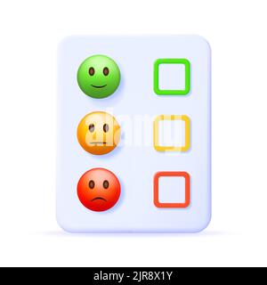 3D Papierbogenhalter mit Smiley Emoticons Stock Vektor