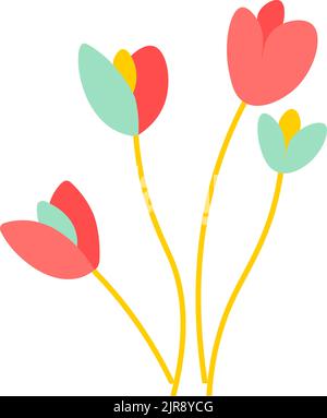 Blühende Tulpen Blumen, Natur und Flora Pflanzen Stock Vektor