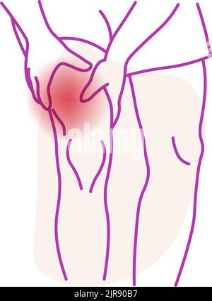 Schmerzen über dem Knie, Schmerzen und Gesundheitsprobleme Vektor Stock Vektor