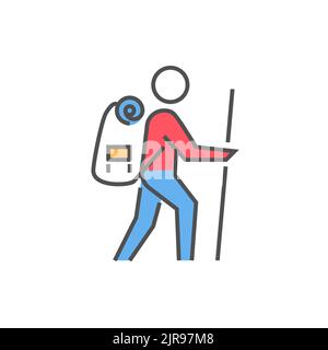 Backpacker-Verwandtes Vektorsymbol Stock Vektor