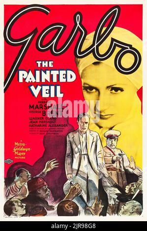 Greta Garbo - Vintage Filmplakat für den gemalten Schleier (MGM, 1934) Stockfoto