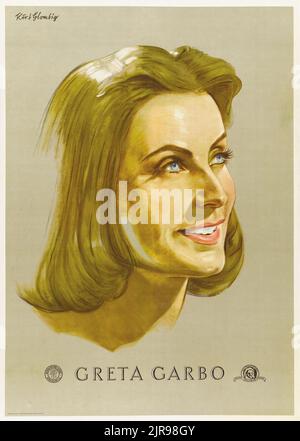 Die schwedische Schauspielerin Greta Garbo (MGM, c. L 1929, S. Französisches Persönlichkeitsposter Stockfoto