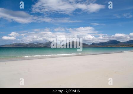 Erstaunlicher Luskentire Beach, Sound of Taransay, Harris, Isle of Harris, Hebrides, Äußere Hebriden, Westliche Inseln, Schottland, Vereinigtes Königreich Stockfoto