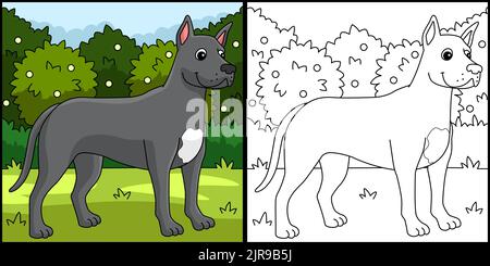 Great Dane Dog Coloring Page Farbige Illustration Stock Vektor