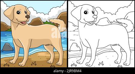 Labrador Retriever Dog Coloring Page Illustration Stock Vektor