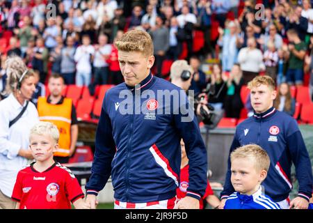 Aalborg, Dänemark. 21., August 2022. Andreas Poulsen von der AAB gesehen während des Superliga-Spiels 3F zwischen Aalborg Boldklub und Broendby IF im Aalborg Portland Park in Aalborg. (Foto: Gonzales Photo - Balazs Popal). Stockfoto