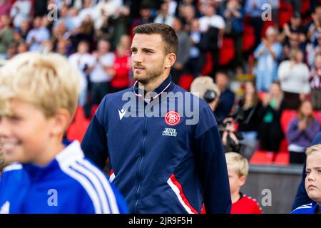 Aalborg, Dänemark. 21., August 2022. Lars Kramer von AAB gesehen während des Superliga-Spiels 3F zwischen Aalborg Boldklub und Broendby IF im Aalborg Portland Park in Aalborg. (Foto: Gonzales Photo - Balazs Popal). Stockfoto