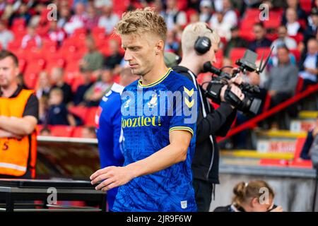 Aalborg, Dänemark. 21., August 2022. Daniel Wass von Broendby, DER WÄHREND des Superliga-Spiels 3F zwischen Aalborg Boldklub und Broendby IF im Aalborg Portland Park in Aalborg gesehen wurde. (Foto: Gonzales Photo - Balazs Popal). Stockfoto