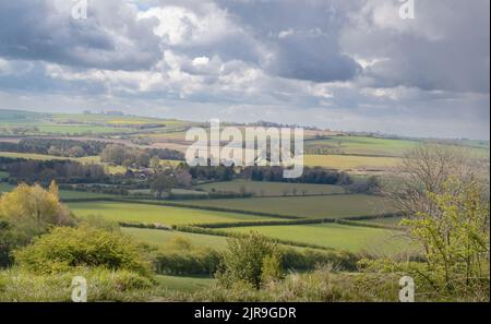 Frühling ländliche Landschaft auf Lincolnshire woolds Stockfoto