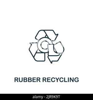 Symbol für das Recycling von Gummi. Einfaches Liniensymbol für Vorlagen, Webdesign und Infografiken Stock Vektor