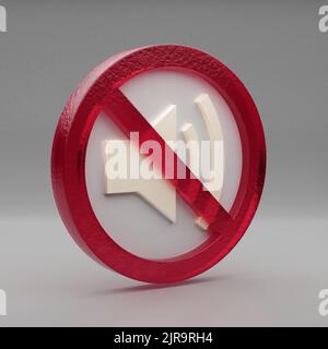 Schöne abstrakte Illustration Verbotene, Lärm, Verbot, Sound Symbol Symbol auf einem grauen Hintergrund. 3D Rendering-Illustration. Hintergrundmuster f Stockfoto