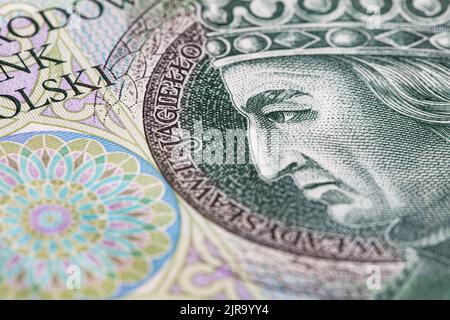 Vorderseite der 100 polierten Zloty-Banknote für Designzwecke Stockfoto