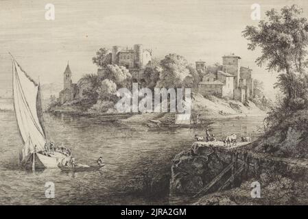 Vue de l'isle Barbe sur la Saone à une lieue de Lyon (Blick auf die Insel Barbe am Fluss Saône, Lyon)., 1808, Frankreich, von Jean-Jacques de Boissieu. Geschenk von Bischof Monrad, 1869. Stockfoto