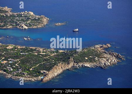 Südkorsika, Departement Corse-du-sud, Archipel von Lavezzi: Luftaufnahme der Insel Lavezzo Stockfoto