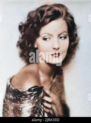 Porträt von Greta Garbo. Eingefärbt von Bill Waterson. Stockfoto