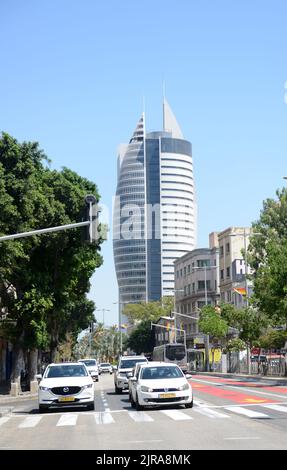 Der Segel-Turm in Haifa, Israel. Stockfoto