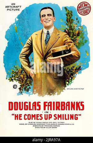 Douglas Fairbanks - He Comes Up Smiling (Artcraft, 1918) - Vintage Filmposter Stockfoto