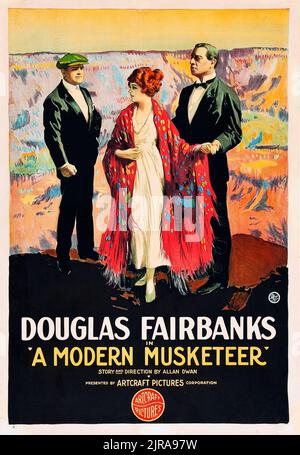 Douglas Fairbanks - Vintage Filmposter für den amerikanischen Film A Modern Musketier (1917) Stockfoto