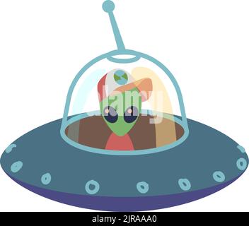 Alien-Raumschiff-Symbol. Cartoon-ufo. Fliegende Untertasse Stock Vektor