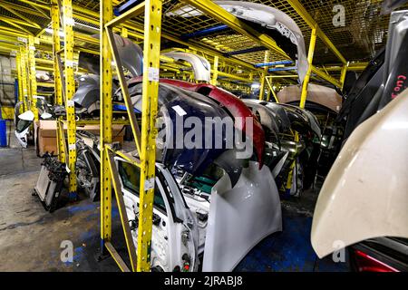 Mondial Auto, Auto-Recycling in Saint-Aubin-les-Elbeuf (Nordfrankreich) Stockfoto