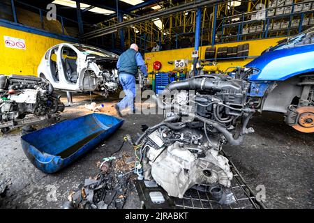 Mondial Auto, Auto-Recycling in Saint-Aubin-les-Elbeuf (Nordfrankreich) Stockfoto