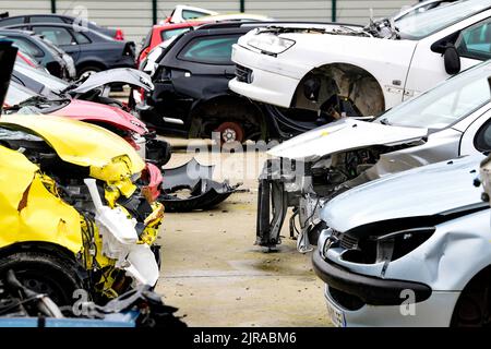 Mondial Auto, Auto-Recycling in Saint-Aubin-les-Elbeuf (Nordfrankreich) Stockfoto