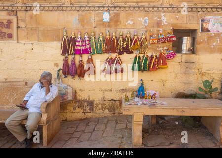 Die Aussicht auf Jaisalmer City, Landschaften und Straßenaktivitäten Stockfoto