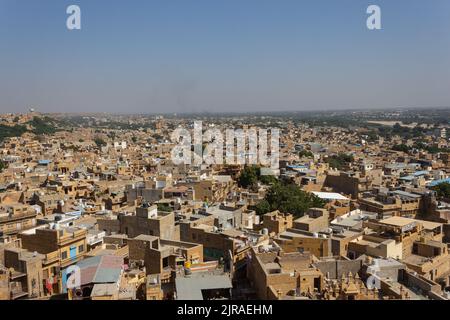 Die Aussicht auf Jaisalmer City, Landschaften und Straßenaktivitäten Stockfoto