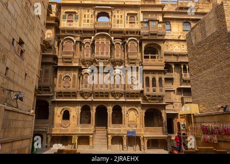 Die Aussicht auf Jaisalmer City, Landschaften und Straßenaktivitäten Stockfoto