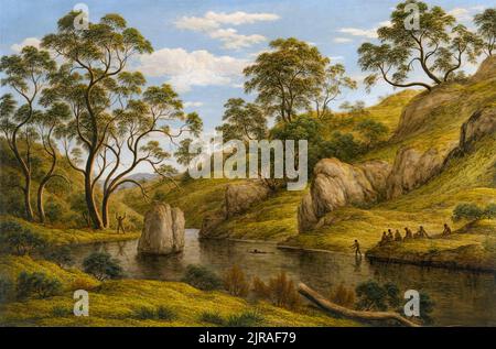 John Glover, das Bad von Diana, Van Diemens Land, Landschaftsmalerei in Öl auf Leinwand, 1837 Stockfoto