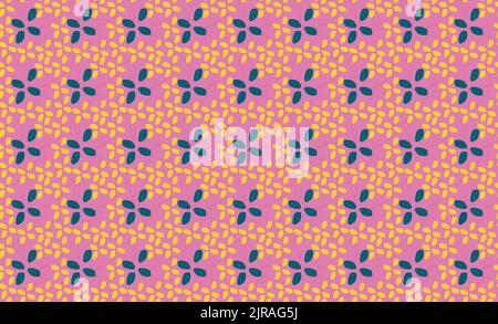 Ein Design aus blauen Blumen Ikonen Stil auf rosa Hintergrund mit einem nahtlosen Muster Stock Vektor