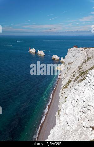 Die Nadeln auf der Isle of wight, England. Stockfoto