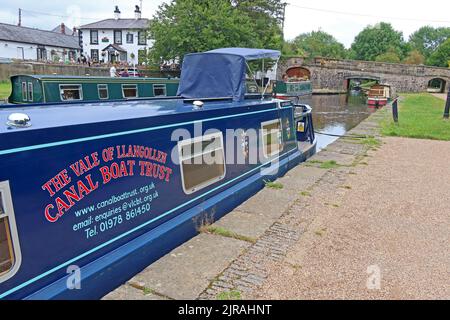 Tal of Llangollen Canal Boat Trust Barge, Trevor, Llangollen, Wales, Vereinigtes Königreich, LL20 7TP Stockfoto