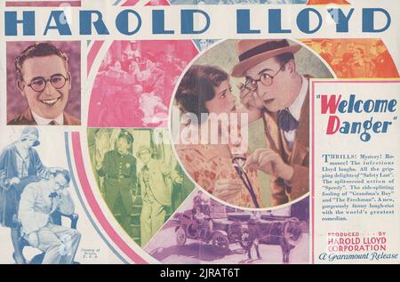 Harold Lloyd - Willkommen Gefahr, vintage Film Poster (Paramount, 1929). herald Stockfoto