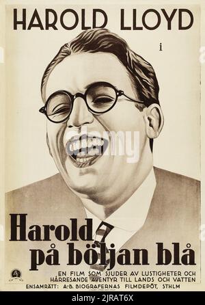 Harold Lloyd Stock Poster (Paramount, 1933). Schwedisches Filmplakat - Harold på böljan Blå. Stockfoto