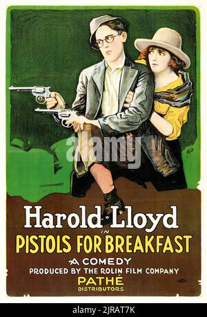 Harold Lloyd - Pistols for Breakfast - Vintage Filmposter 1919 ‧ Comedy - Short Stockfoto