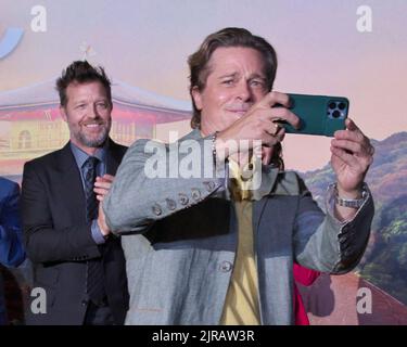 Kyoto, Japan. 23. August 2022. Schauspieler Brad Pitt nimmt am Dienstag, 23. August 2022, an der Japan-Premiere für den Film „Bullet Train“ in Kyoto, Japan, Teil. Foto von Keizo Mori/UPI Credit: UPI/Alamy Live News Stockfoto