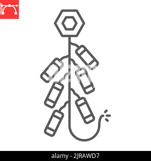 Chinesische Feuerwerkskörper Linie Symbol, Neujahr und traditionelle, chinesische Feuerwerk Vektor-Symbol, Vektorgrafiken, editierbare Kontur Umriss Zeichen, eps 10. Stock Vektor