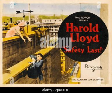 Harold Lloyd - Sicherheit Geht Nicht! (Pathé, 1923). Titel Lobby Card. Stockfoto