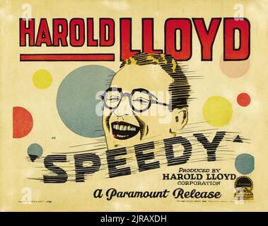 Harold Lloyd - Speedy (Paramount, 1928). Titel Lobby Card Stockfoto