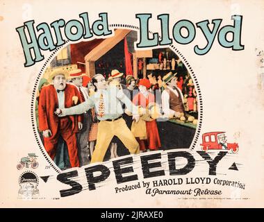 Speedy (Paramount, 1928). Harold Lloyd. Lobby-Karte Stockfoto