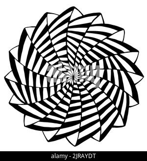 Doodle Stil Blume verdreht Linie Kunst Muster Färbung Seite. Psychedelische stilvolle Karte. Stock Vektor