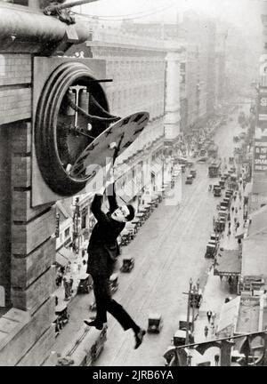 Harold Lloyd - klassisches Foto von Safety Last 1923. Stockfoto