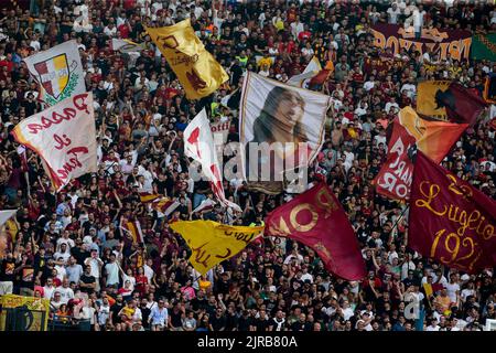 Fans als roma während der Serie A Fußballspiel zwischen AS Roma und Cremonese. As Roma gewann 1-0 Stockfoto